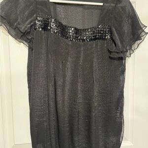 Fred David Charcoal Sequin Blouse